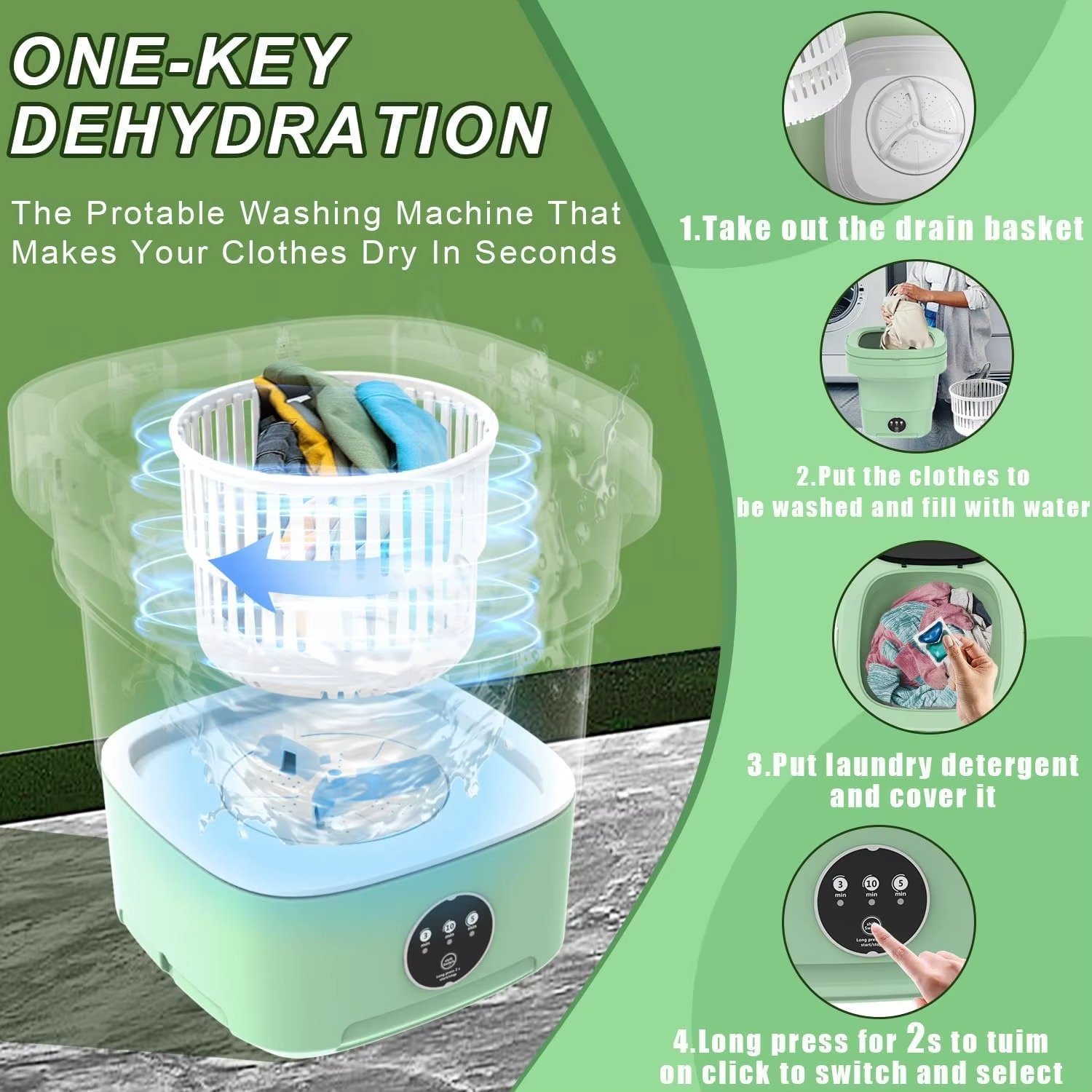 Portable Clothes Mini Laundry Folding Washing Machine - Image 3