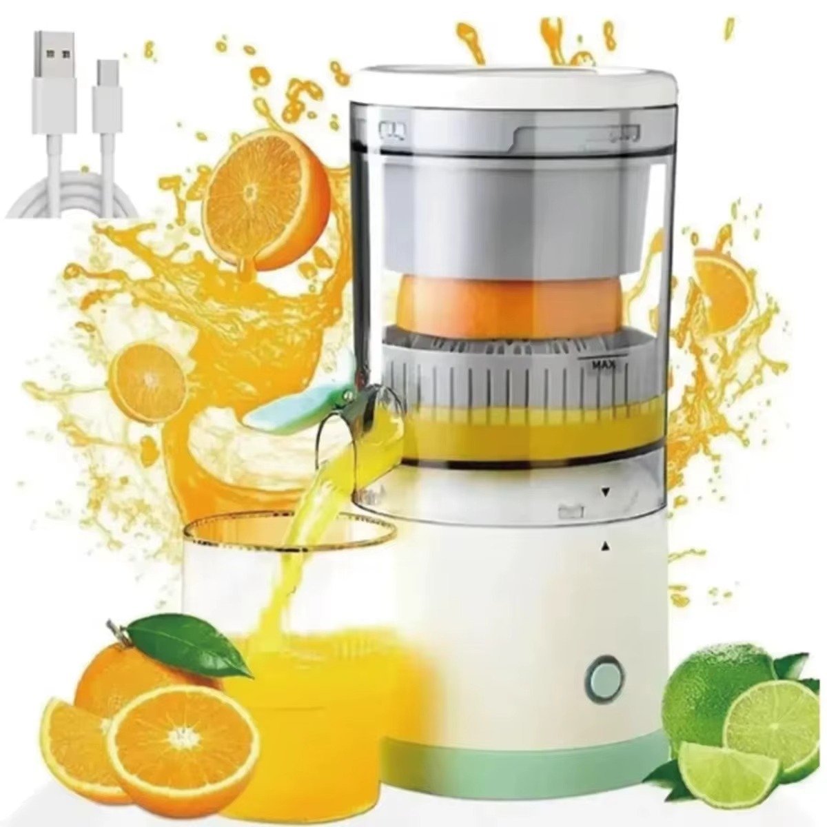 Portable USB Rechargeable Electric Squeeze Fruit Juicer Extractor For Home