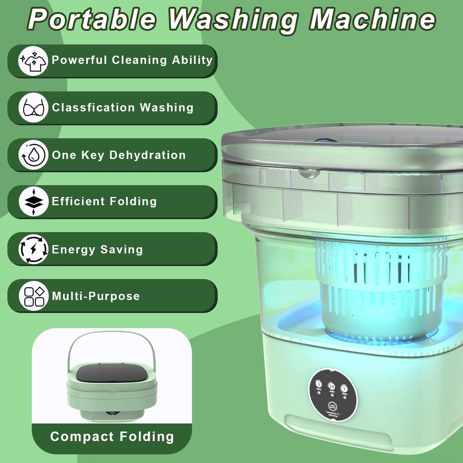 Portable Clothes Mini Laundry Folding Washing Machine - Image 4