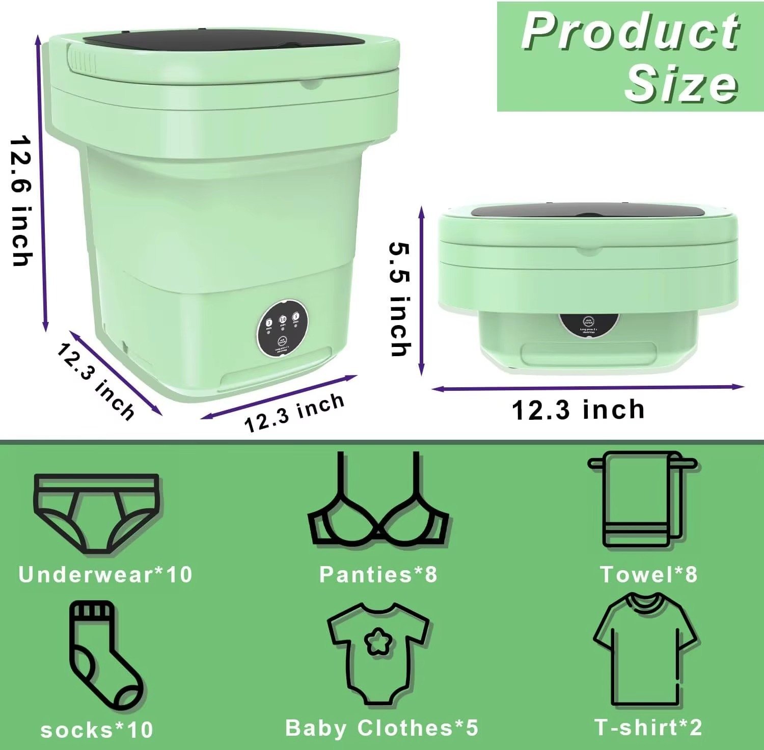 Portable Clothes Mini Laundry Folding Washing Machine - Image 5