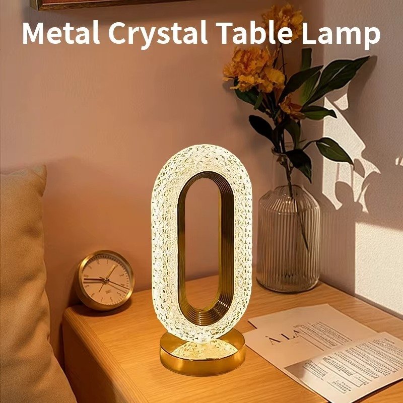 LED Table Lamp Touch Crystal Acrylic Three-color Light Change Romantic Atmosphere Bar Bedroom Lamp Bedside Decor Night Light - Image 3