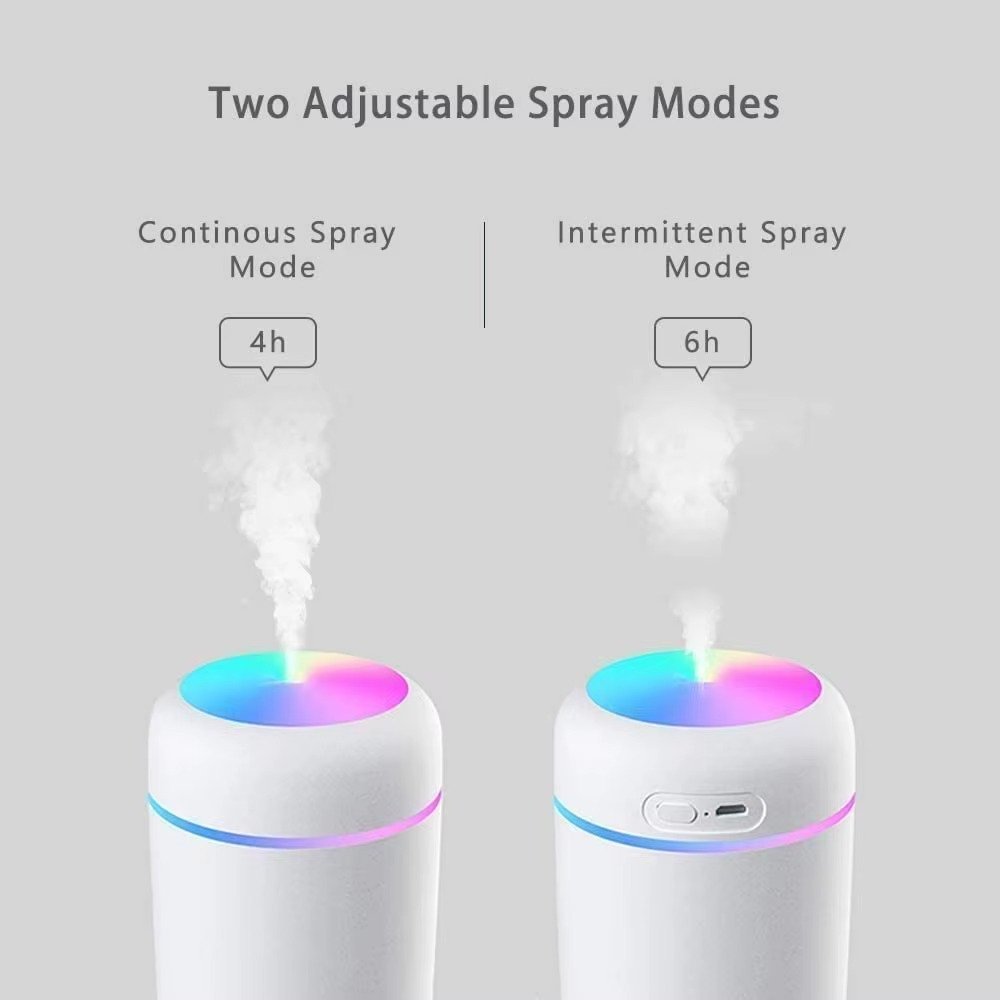 Portable 300ml Mini Ultrasonic USB Humidifier Free Sample Colorful Light Personal Desktop Spray for Home Car RV Electric Power - Image 6