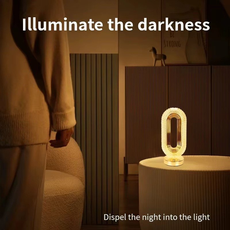 LED Table Lamp Touch Crystal Acrylic Three-color Light Change Romantic Atmosphere Bar Bedroom Lamp Bedside Decor Night Light - Image 6