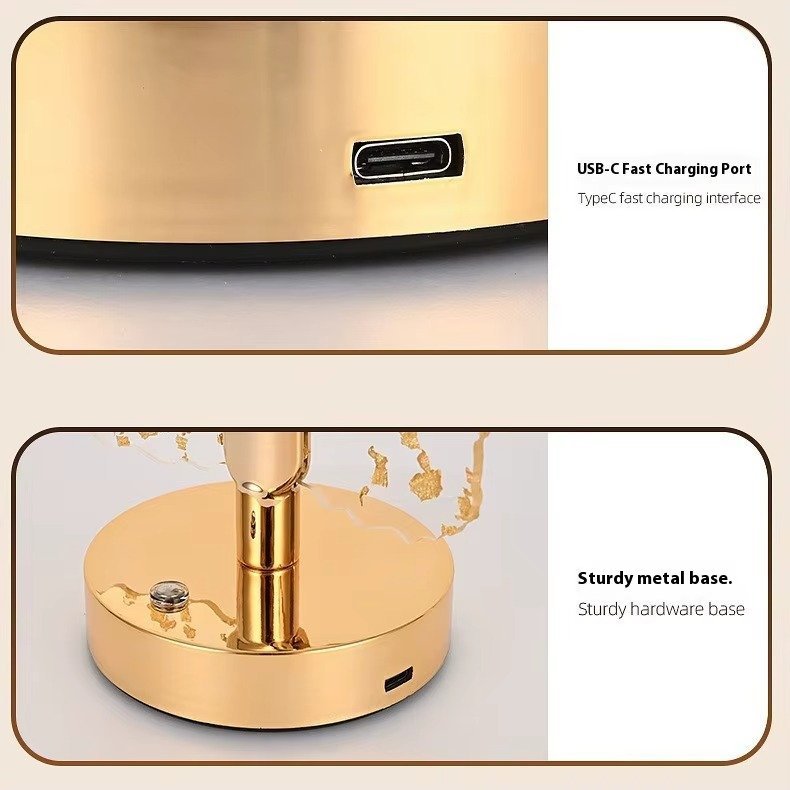 Rechargeable Creative Acrylic Night Light Touch Desk Lamp Home Indoor Restaurant Golden PC Metal Iron Cordless Table Lamp - Image 5