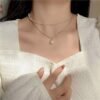 Pearl Choker Necklace Women Cute Girl Gold Color Double Layer Chain Pearl Pendant Fashion Jewellery