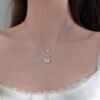 Rhinestone Crystal Gold Plated Double Layered Necklace with Pendant