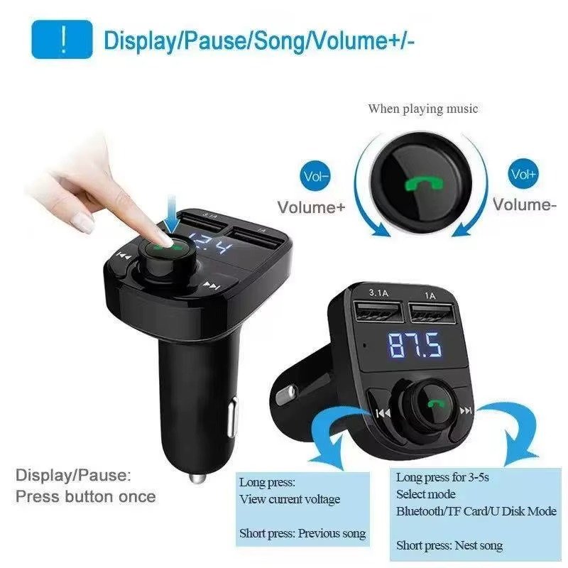 Dual Usb Car Charger Handsfree V5.0 Car Kit Mp3 Player Car Fm Transmitter Wireless Fm Modulator Transmitter for IPhone - Image 4