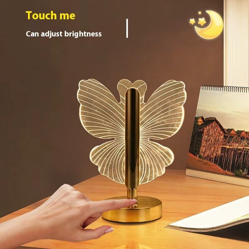 Rechargeable Creative Acrylic Night Light Touch Desk Lamp Home Indoor Restaurant Golden PC Metal Iron Cordless Table Lamp - Image 3