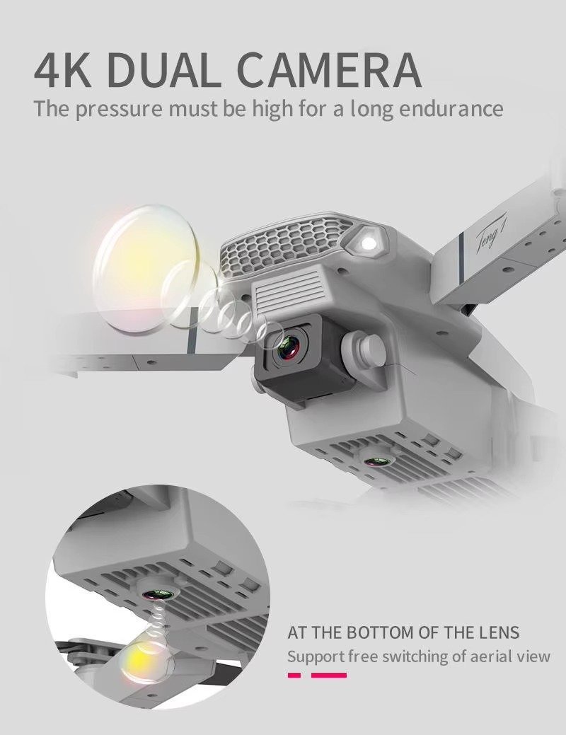 4K Camera Drone Helicopter Quadcopter WiFi 1080p Real-time Transmission Single Camera Headless Mode Mini Drones - Image 2