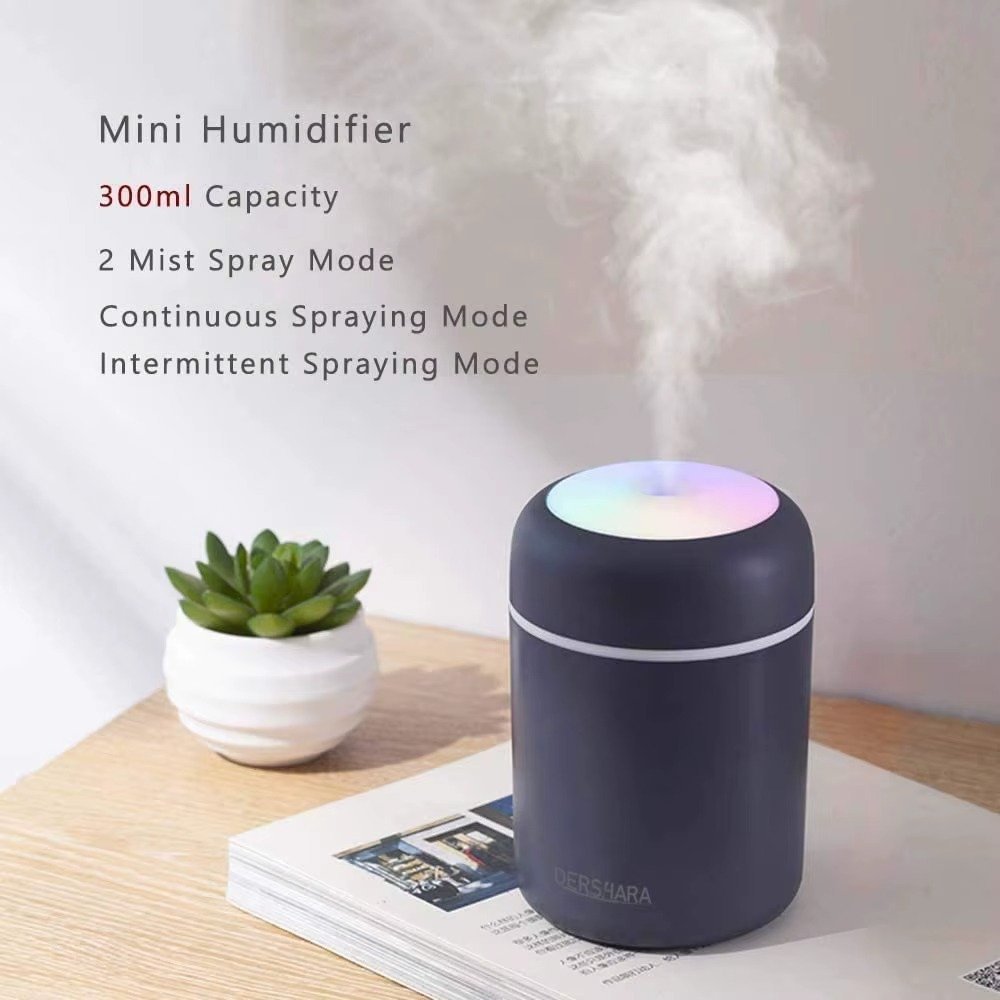 Portable 300ml Mini Ultrasonic USB Humidifier Free Sample Colorful Light Personal Desktop Spray for Home Car RV Electric Power - Image 3