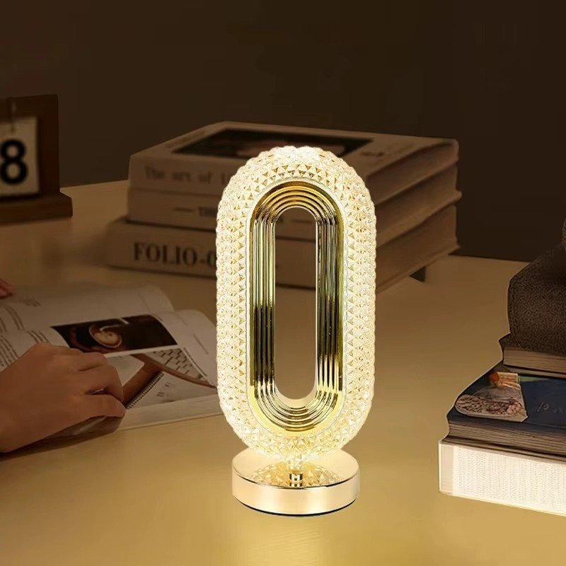 LED Table Lamp Touch Crystal Acrylic Three-color Light Change Romantic Atmosphere Bar Bedroom Lamp Bedside Decor Night Light