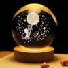 LED Glowing Crystal Glass Globe 3D Nebula Laser Carved Solar System Lamp